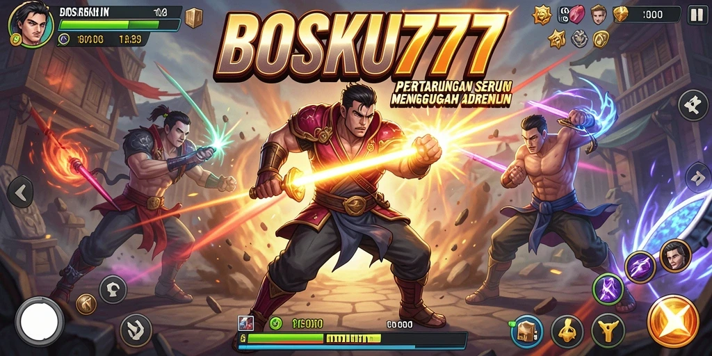 Screenshot gameplay seru dari BOSKU777 yang menunjukkan aksi penuh ketegangan.