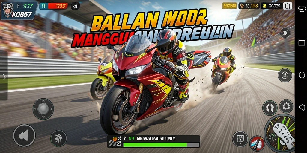 Tampilan gameplay seru di trek balapan KO857.