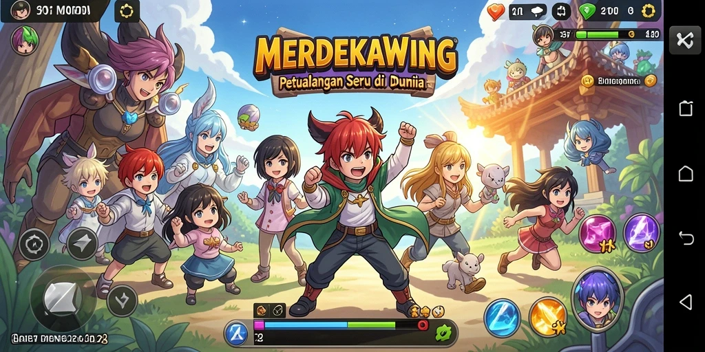 Tampilan gameplay seru di dunia anime yang penuh warna.