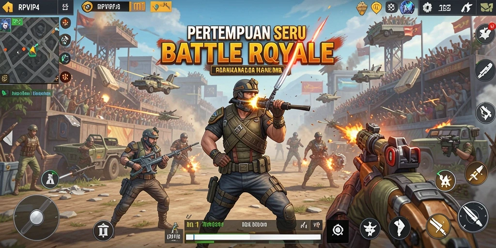 Tampilan gameplay menegangkan dalam <strong>RPVIP4</strong> saat bertempur untuk bertahan hidup.