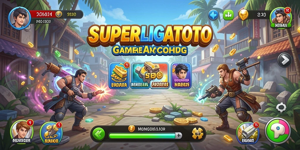 Tampilan gameplay SUPERLIGATOTO yang penuh aksi dan tantangan.